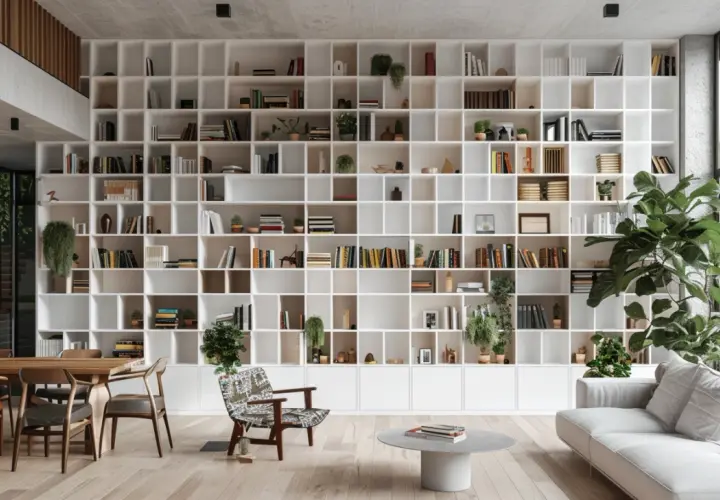 Aranżacja salonu z regałem: 10 inspiracji na wnętrze